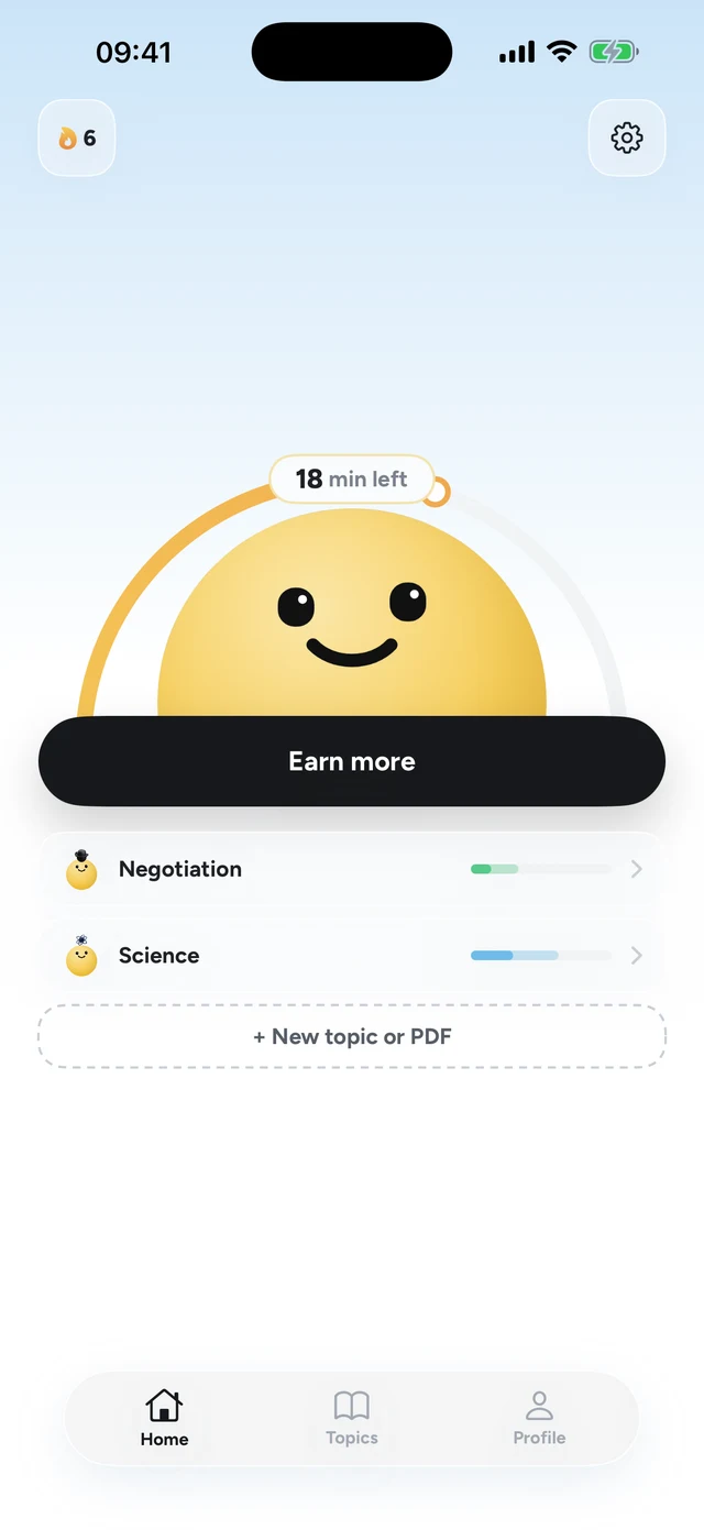 Quizlock home with the minutes wallet