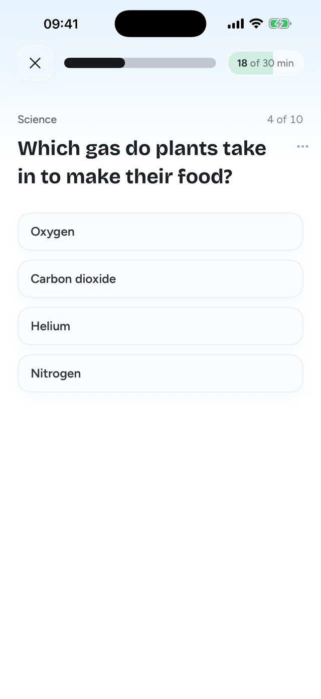 A quiz question standing in front of an app