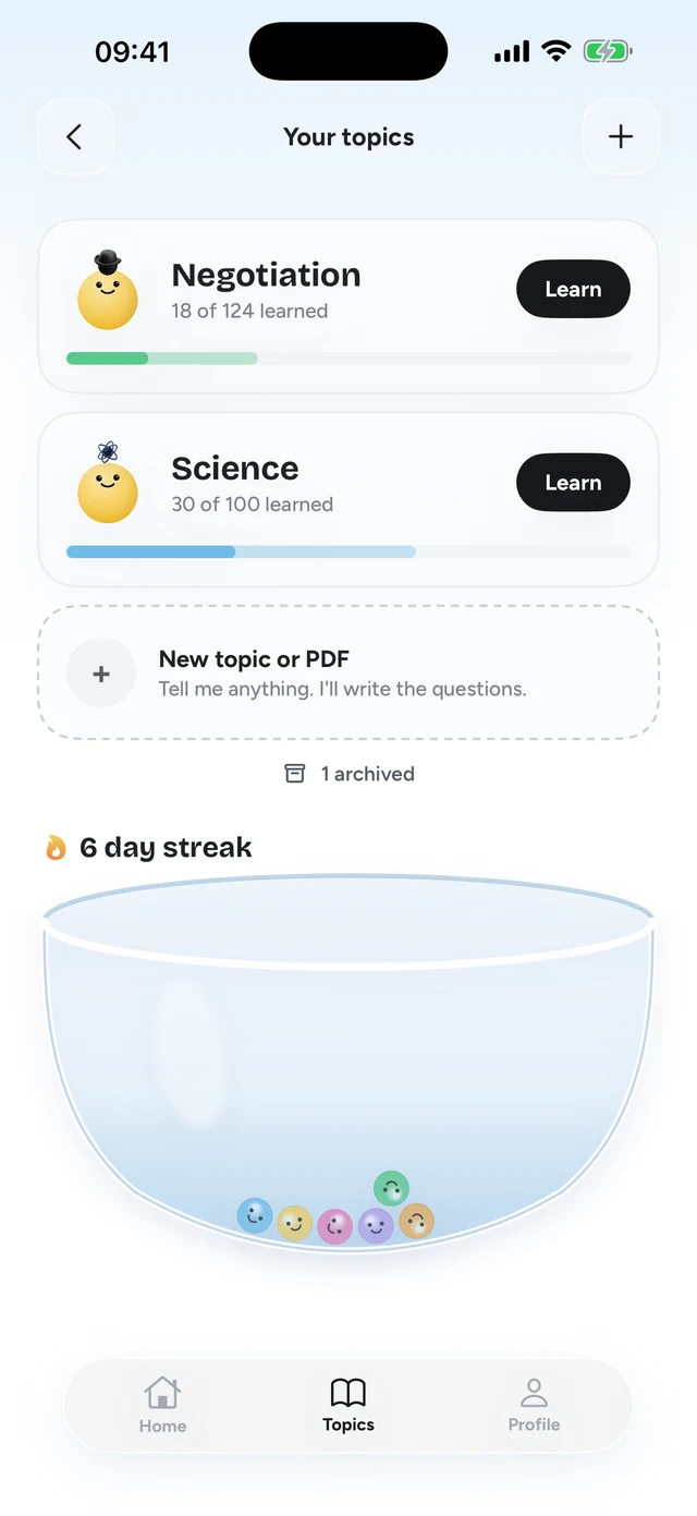 Choosing Spanish as a topic in Quizlock